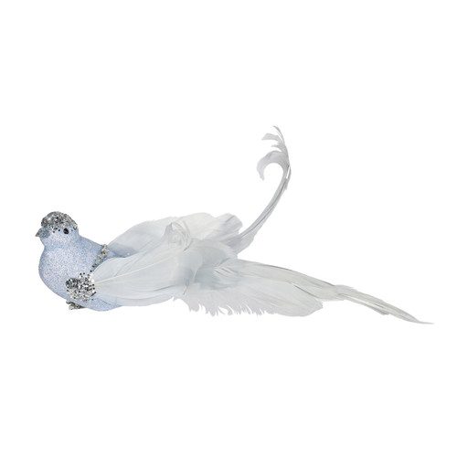 Silver Glitter Bird (23cm) 