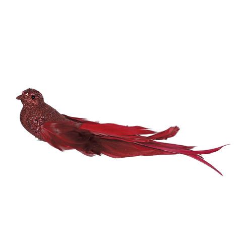 Burgundy Glitter Bird with Clip (23cm) Burgundy Glitter Bird with Clip (23cm)