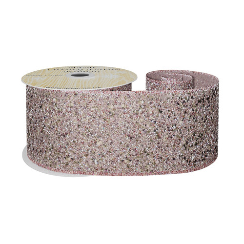 Pink Glitter Wired Ribbon (63mm x 10y) Pink Glitter Wired Ribbon (63mm x 10y)