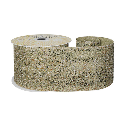 Champagne Glitter Wired Ribbon (63mm x 10y) Champagne Glitter Wired Ribbon (63mm x 10y)