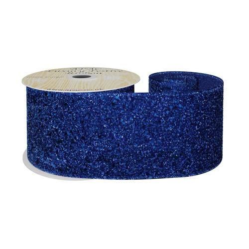 Royal Blue Glitter Wired Ribbon (63mm x 10 yards) Royal Blue Glitter Wired Ribbon (63mm x 10 yards)