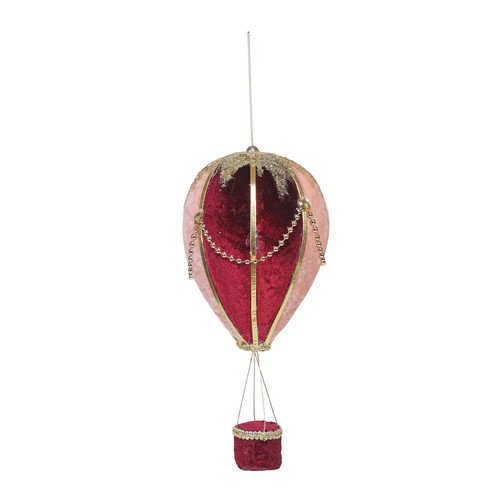 Burgundy and Pink Hot Air Balloon Hanging Decoration (28cm) 