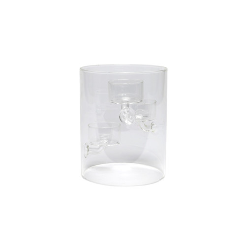 Glass Cylinder Vase with 3 Cups (15cm) 