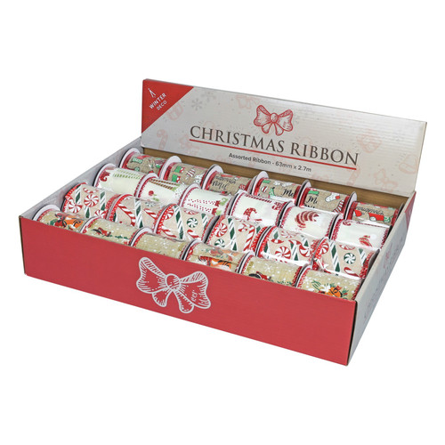 Box of 24 Assorted Candycane Ribbons Box of 24 Assorted Candycane Ribbons