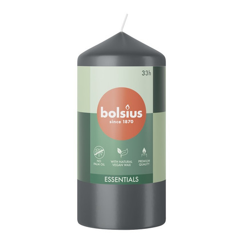 Bolsius Stormy Grey Essential Pillar Candle (120mm x 58mm) Bolsius Stormy Grey Essential Pillar Candle (120mm x 58mm)