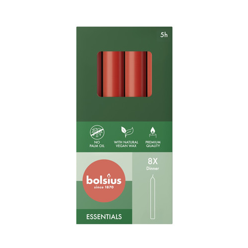 Bolsius Delicate Red Box of 8 Dinner Candles (170mm x 20mm) 