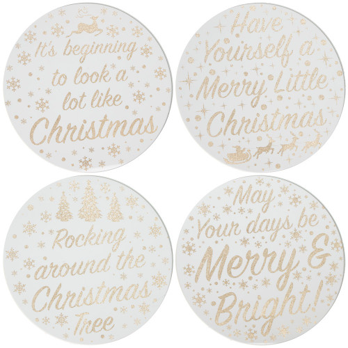 Gold Glitter Xmas Candleplate 20cm Gold Glitter Xmas Candleplate 20cm