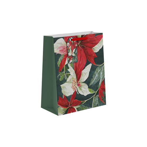 Red & White Poinsettia Gift Bag (Large) Red & White Poinsettia Gift Bag (Large)