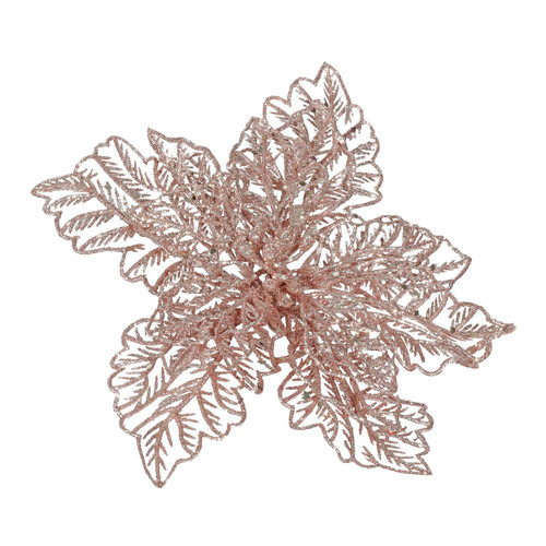 Glitter Pink Poinsettia with Clip (23cm) Glitter Pink Poinsettia with Clip (23cm)