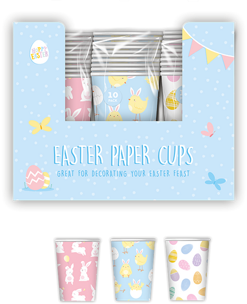 Pack of 10 Easter Printed Paper Cups (Assorted)