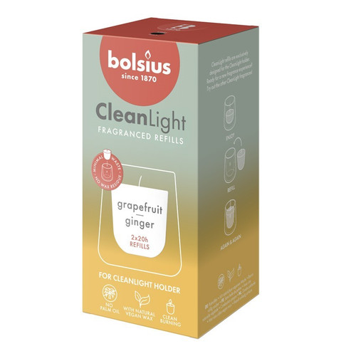 Bolsius Clean Light Refill - Grapefruit and Ginger (2 Pack) Bolsius Clean Light Refill - Grapefruit and Ginger (2 Pack)