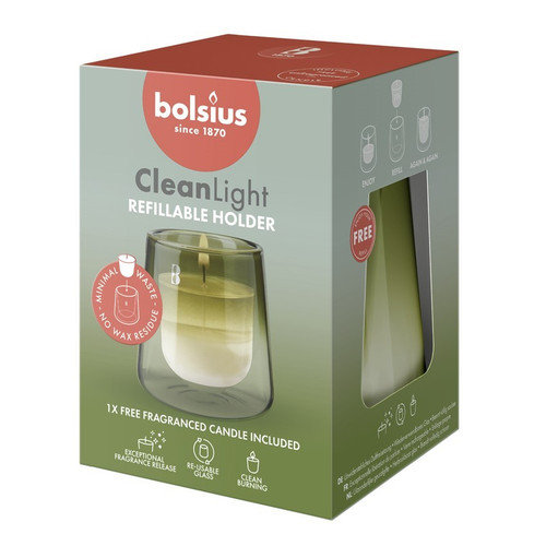 Green Glass Bolsius Clean Light Starter Kit - Gardenia & Fig Green Glass Bolsius Clean Light Starter Kit - Gardenia & Fig
