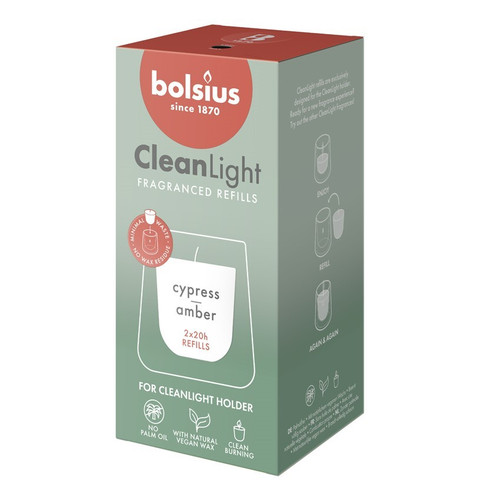 Bolsius Clean Light Refill - Cypress and Amber (2 Pack)