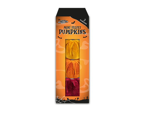 Halloween Mini Velvet Pumpkin Decorations (Pack of 3) Halloween Mini Velvet Pumpkin Decorations (Pack of 3)