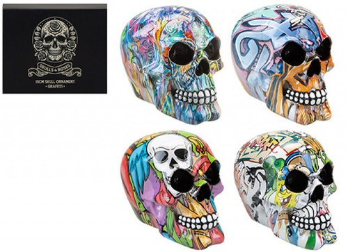 Graffiti Decorated Skulls 15cm (Assorted)