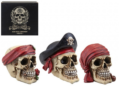 Skull Pirate Ornaments 15cm (Assorted) Skull Pirate Ornaments 15cm (Assorted)