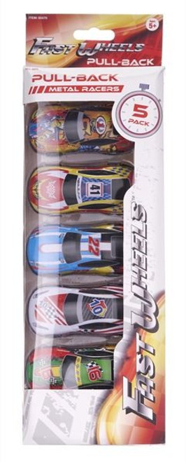 Pack of 5 Pull-Back Metal Racing Cars  (Assorted Designs)