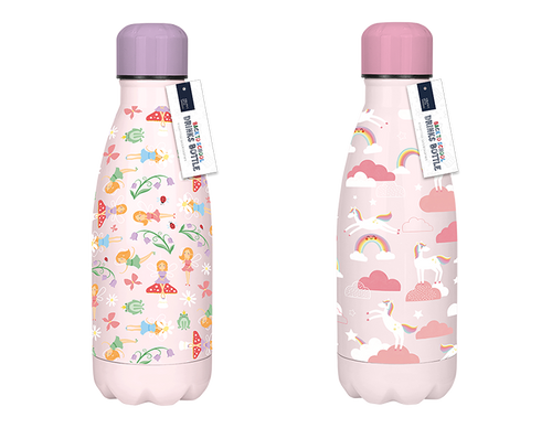 Girls Printed Metal Water Bottle (350ml) (Assorted Designs)