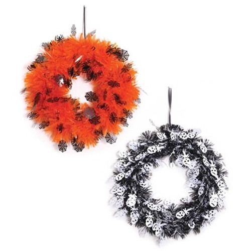 Assorted Halloween Tinsel Wreath (28cm) Assorted Halloween Tinsel Wreath (28cm)