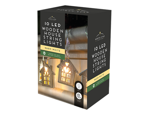 10 LED Wooden House String Lights (2.1m) 10 LED Wooden House String Lights (2.1m)