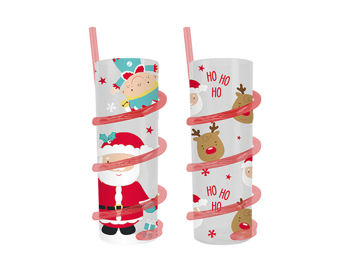 Christmas Spiral Straw Tumbler (Assorted) Christmas Spiral Straw Tumbler (Assorted)