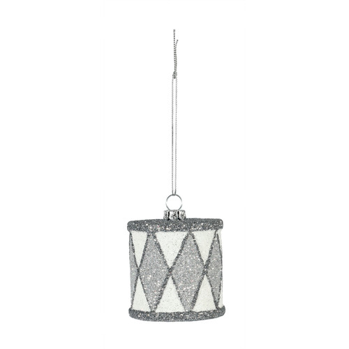 Silver Drum Hanging Decoration (6cm) Silver Drum Hanging Decoration (6cm)