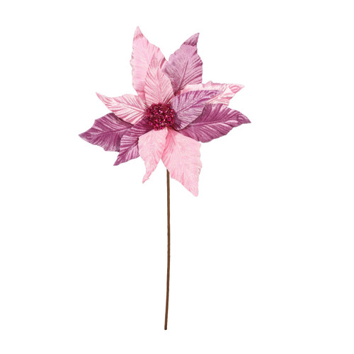 Pink Single Poinsettia Stem (45cm) Pink Single Poinsettia Stem (45cm)