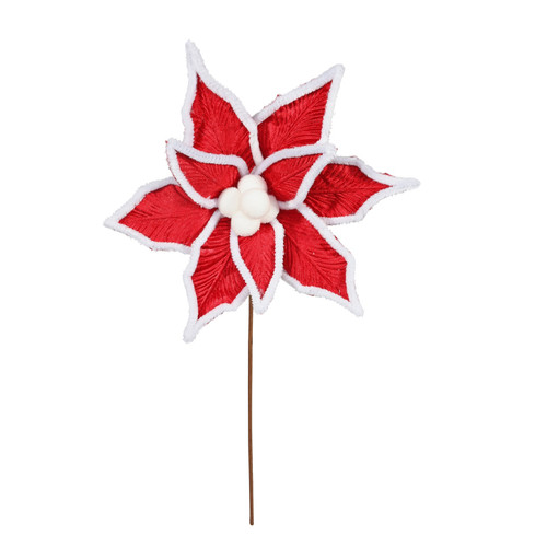 Red and White Poinsettia Pick (53cm) Red and White Poinsettia Pick (53cm)