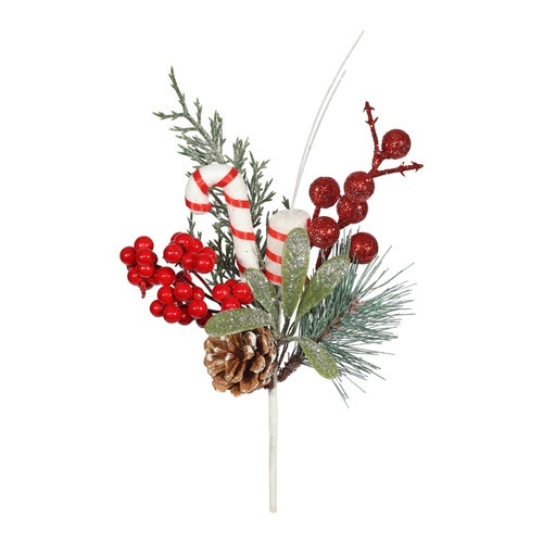 Candy Cane Pick with Berries (22cm) Candy Cane Pick with Berries (22cm)