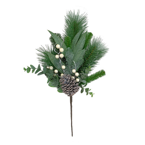 Mixed Pine Spray with White Berries (48cm) Mixed Pine Spray with White Berries (48cm)