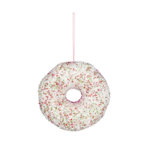 Pink and White Glitter Donut Hanging Decoration (16cm) Pink and White Glitter Donut Hanging Decoration (16cm)