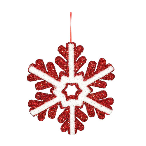Red and White Glitter Snowflake Hanging Decoration (39cm) Red and White Glitter Snowflake Hanging Decoration (39cm)