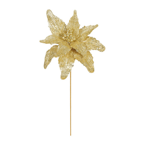Gold Glitter Poinsettia Stem (67cm) Gold Glitter Poinsettia Stem (67cm)