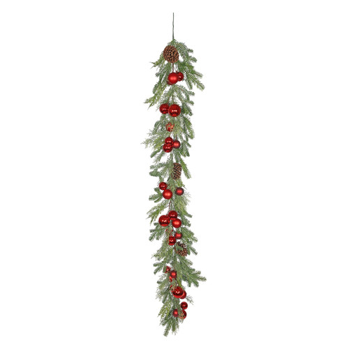 Red Bauble & Cone Pine Garland (180cm)