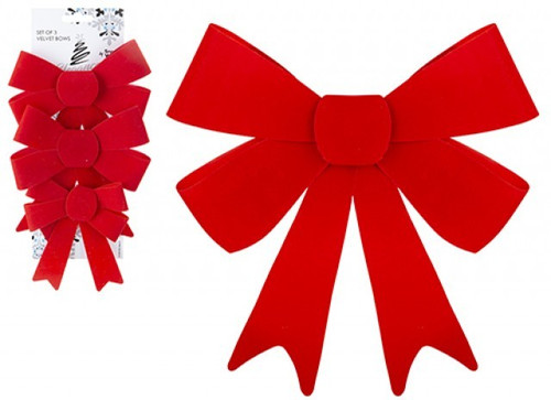 Set Of 3 Red Velvet Bows Set Of 3 Red Velvet Bows