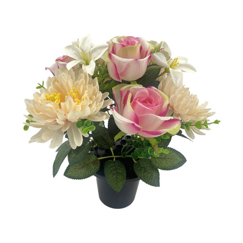Essential Garden Mix Remembrance Grave Pot - Pink/Cream Essential Garden Mix Remembrance Grave Pot - Pink/Cream