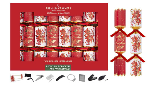 8 Premium Red Poinsettia 12.5inch Crackers 8 Premium Red Poinsettia 12.5inch Crackers