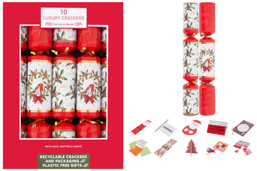 10 Luxury Holly/Robin 14inch Crackers 10 Luxury Holly/Robin 14inch Crackers