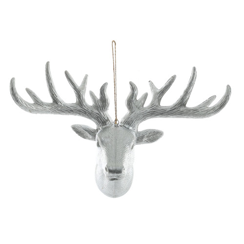 Metallic Reindeer Head Hanging Decoration - Silver (30cm) Metallic Reindeer Head Hanging Decoration - Silver (30cm)