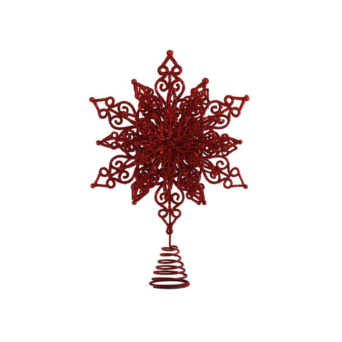 Red Glitter Snowflake Tree Topper (32cm) Red Glitter Snowflake Tree Topper (32cm)