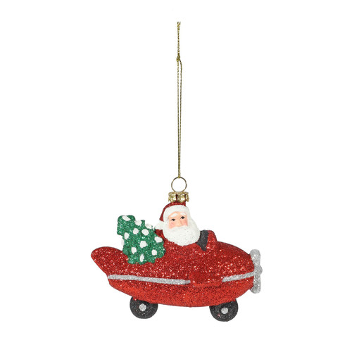 Santa on Plane Hanging Decoration (9cm) Santa on Plane Hanging Decoration (9cm)