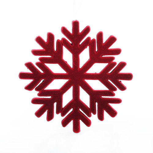 Flocked Snowflake Hanging Decoration - Burgundy  (22cm) Flocked Snowflake Hanging Decoration - Burgundy  (22cm)