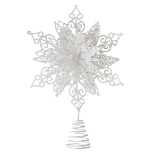 Glitter Snowflake Tree Topper - White (32cm)