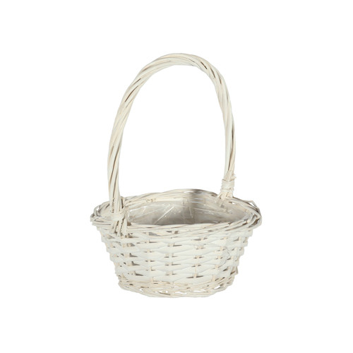 White Round Basket with Handle 20cm Dia White Round Basket with Handle 20cm Dia