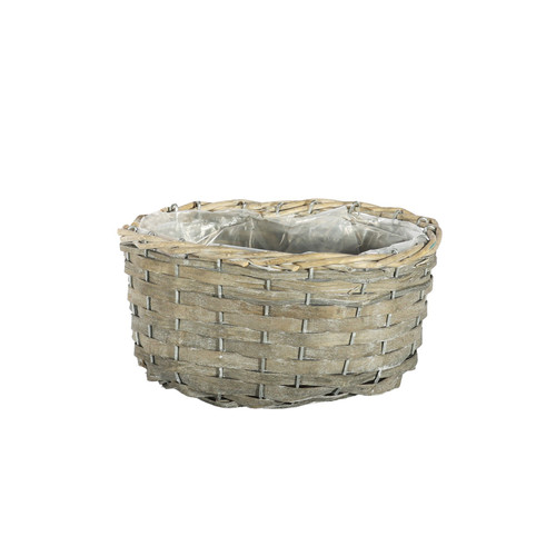 Natural Light Grey Oval Wood Chip Planter Basket (22cm Dia) Natural Light Grey Oval Wood Chip Planter Basket (22cm Dia)