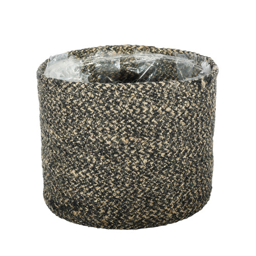 Natural & Black Jute Braided Rope Basket with Liner (19 x 16cm)