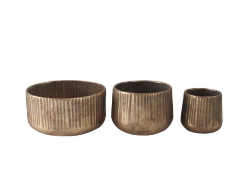 Antique Gold Modern Creation Metal Planters (Set of 3) Antique Gold Modern Creation Metal Planters (Set of 3)
