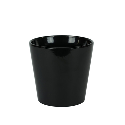 Hortus Vienna Glossy Black Ceramic Pot (15cm)