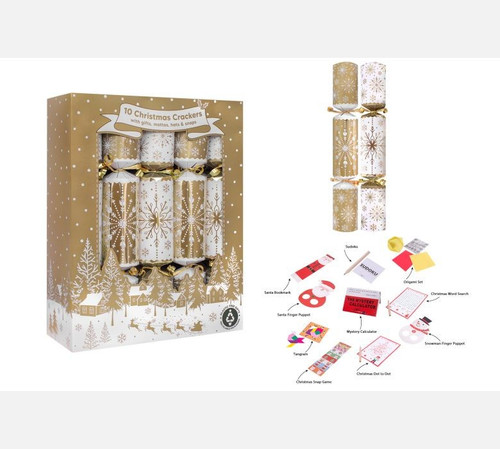 10 Gold Snowflake Crackers (12inch) 10 Gold Snowflake Crackers (12inch)