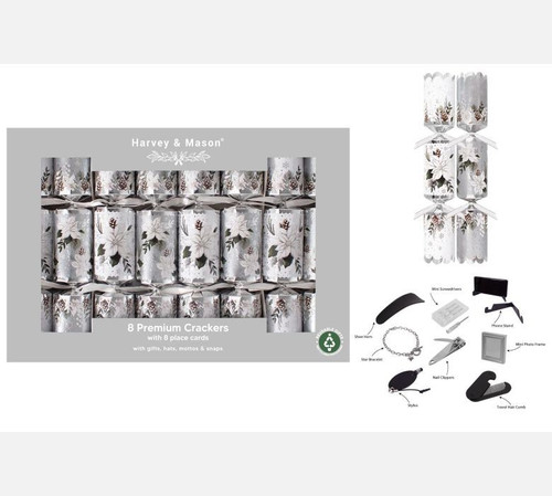 8 Premium Winter Floral Crackers (12.5inch)